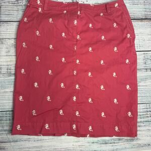 Talbots Coral Pencil Skirt Sea Horse Embroidery 6